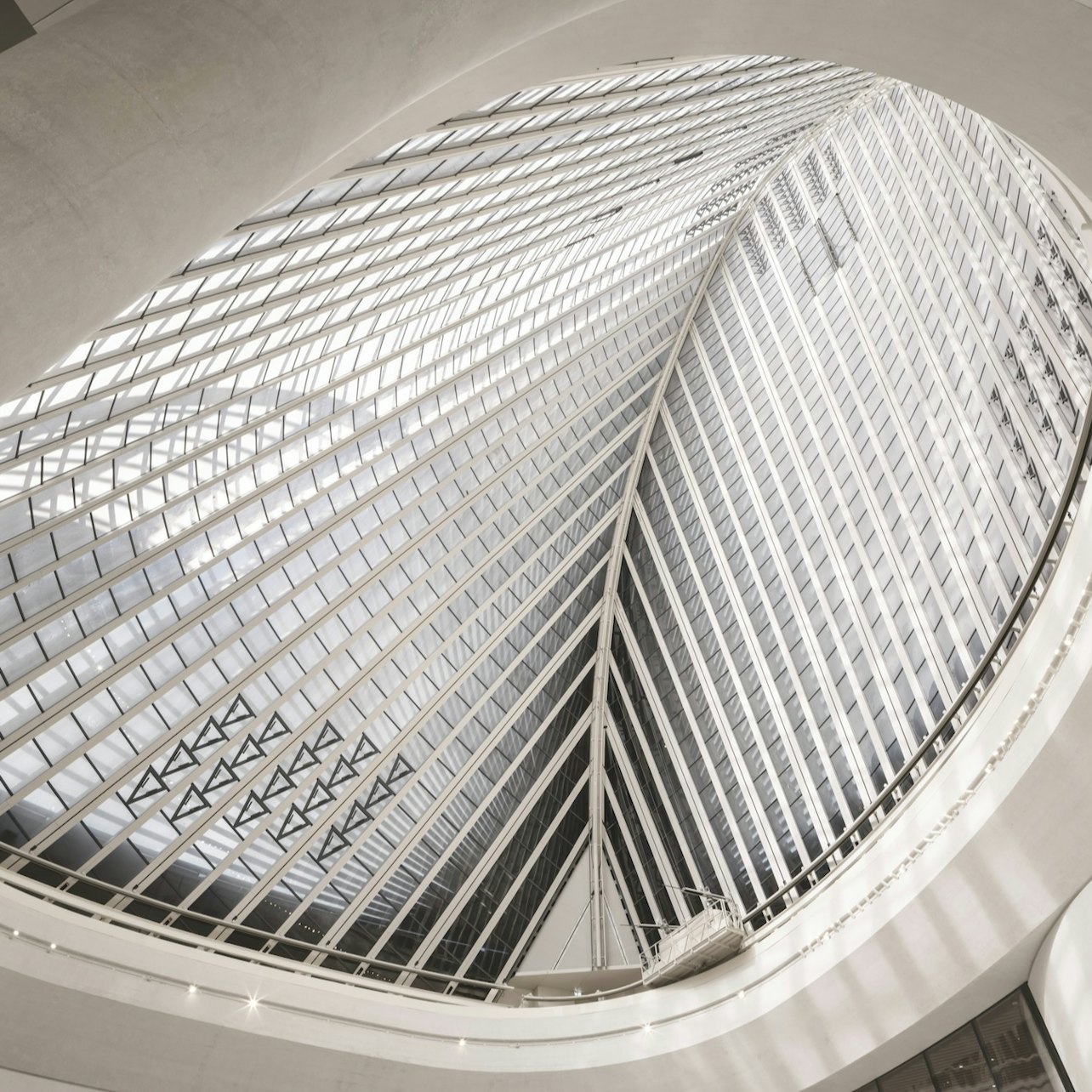 Glass and steel structure inspired by falcon wings